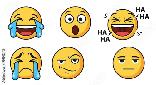 Collection of laughing and crying emojis.