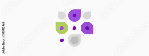 Abstract colorful shapes cluster together. Soft pastel tones dominate design, creating gentle visual impact. Minimalist aesthetic.