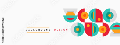 Abstract shapes, vibrant colors, minimalist design. Background features repeating circular motifs, modern aesthetic. Simple, clean presentation.