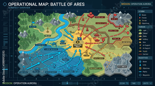 Operational Map of Battle of Ares with Strategic Zones and Movements.