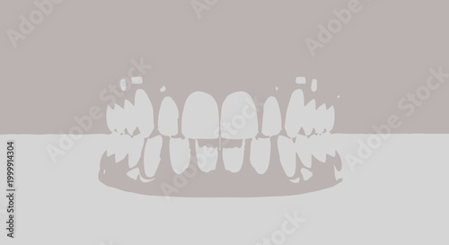 Minimalist Vector Illustration of Human Teeth and Dental Anatomy
