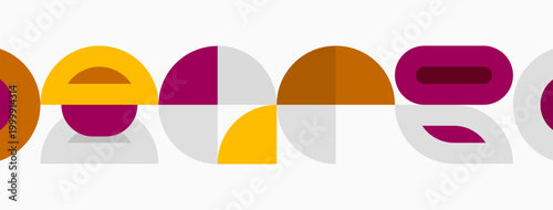 Abstract geometric shapes, overlapping circles, muted colors. Minimalist design, horizontal arrangement, simple pattern. Modern aesthetic.