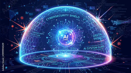 Futuristic Artificial Intelligence Concept in Digital Sphere.
