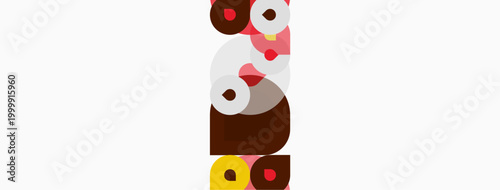 Abstract owl illustration. Shapes form birds face, eyes, body. Minimalist design, warm colors dominate composition. Simple, clean aesthetic.