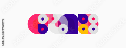 Abstract colorful circles form playful pattern. Shapes overlap creating dynamic visual composition. Bright hues dominate design.