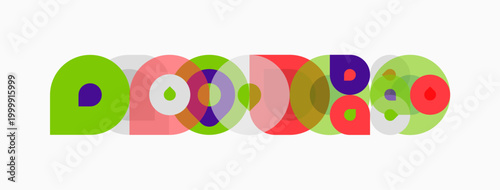 Colorful overlapping circles create abstract pattern. Shapes form horizontal line, vibrant hues present. Modern design, playful aesthetic.