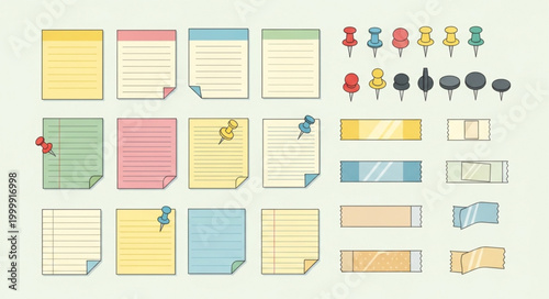 Collection of Sticky Notes and Pins.