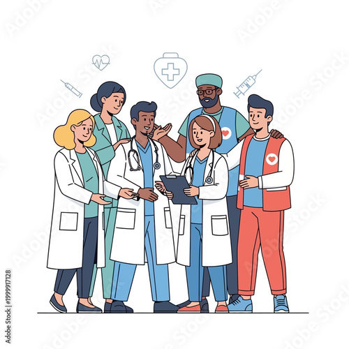 Diverse Medical Team Collaboration - Doctors, Nurses, Healthcare Professionals
