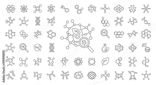 Comprehensive Set of Molecular Structure and Chemistry Icons.