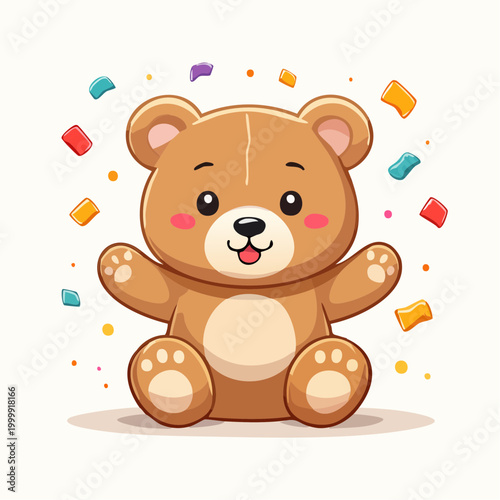 Cute Teddy Bear with Confetti
