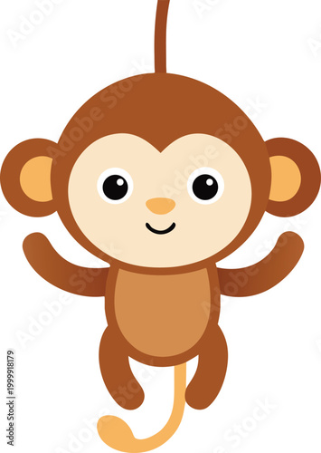Playful cartoon monkey illustration on white background