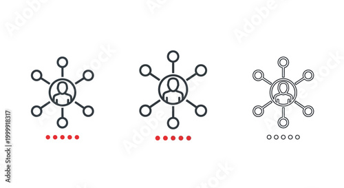 Set of human network connection icons with star ratings.