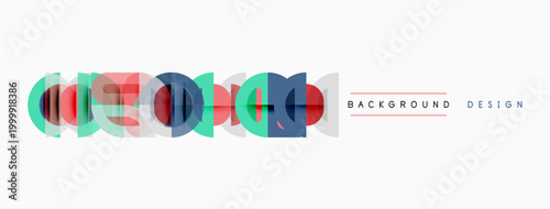 Abstract geometric shapes overlap, creating colorful design. Minimalist style, suitable background element. Clean, modern aesthetic.