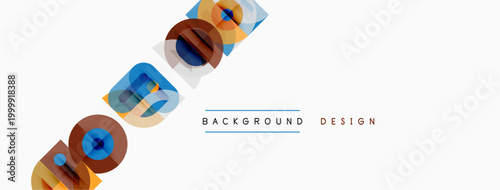 Abstract geometric shapes overlap white space. Modern design elements create dynamic visual texture. Simple, clean aesthetic.