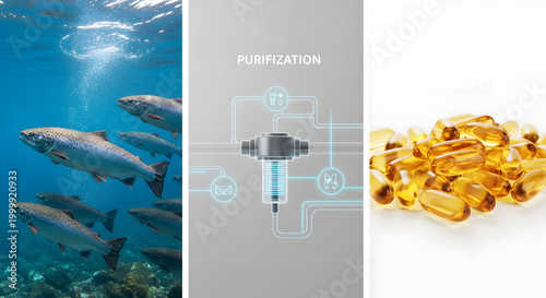 Omega-3 Fish Oil Capsule Supplement Infographic with Brain Heart and Joint Health Icons