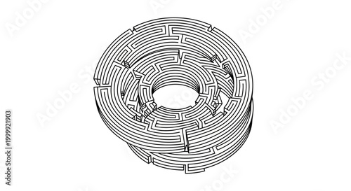 Detailed circular maze design pattern.