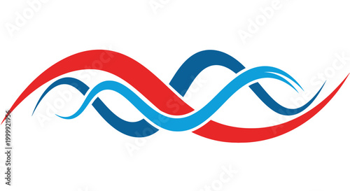 Red and blue swirling wave design.