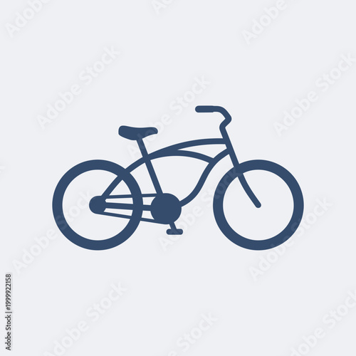 Simple blue bicycle icon on a light background, depicting a classic cruiser bike for leisure and transport.