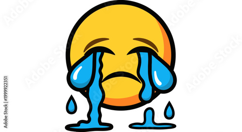 Sad Emoji Crying Tears of Sadness - Vector Illustration