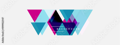 Abstract geometric design. Overlapping triangles create dynamic visual texture. Background text reads BACKGROUND. Minimalist style, vibrant colors present.
