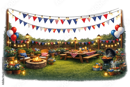 patriotic backyard party, backyard celebration, patriotic theme, family gathering, outdoor party, festive backyard, red white blue decor, holiday celebration, independence day party, summer backyard p