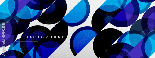 Abstract circles overlap, creating dynamic blue purple pattern. White space provides contrast, modern design element.