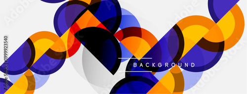 Abstract geometric pattern. Overlapping circles create dynamic colorful composition. Modern design element for backgrounds, banners.