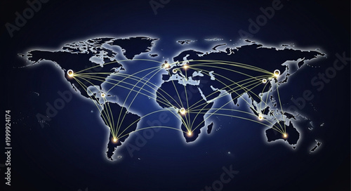 Global Network Connectivity - A World Map of Interconnected Data.