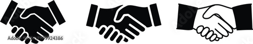 Handshake icon set vector symbol of agreement partnership trust business deal greeting collaboration communication professional support unity concept collection group.