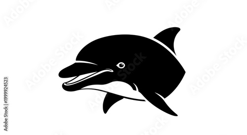 Photography Black Silhouette of a Dolphin.