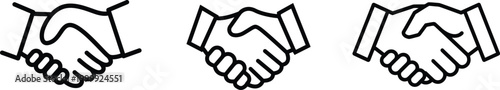 Handshake icon set vector symbol of agreement partnership trust business deal greeting collaboration communication professional support unity concept collection group.