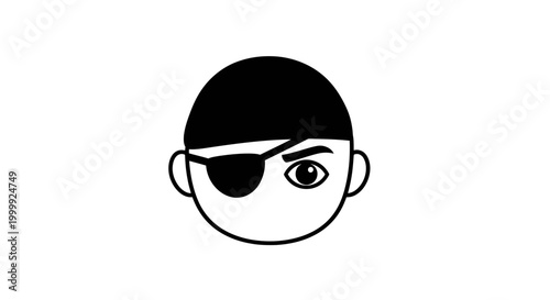 Pirate Character Face with Eye Patch.