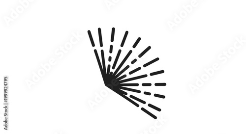 Black Fan Shape with Radiating Lines.