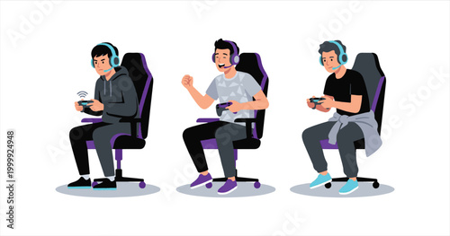 A cartoon illustration of a  people team gamers