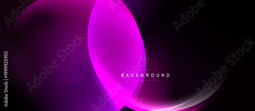 Abstract design features vibrant pink, purple gradients. Smooth shapes create dynamic visual effect against dark backdrop. Modern, elegant presentation.
