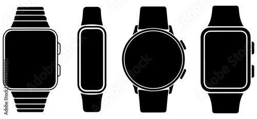 Smart watch vector set isolated on white background, Watch, Clock, Time, Device, Technology, Smartwatch