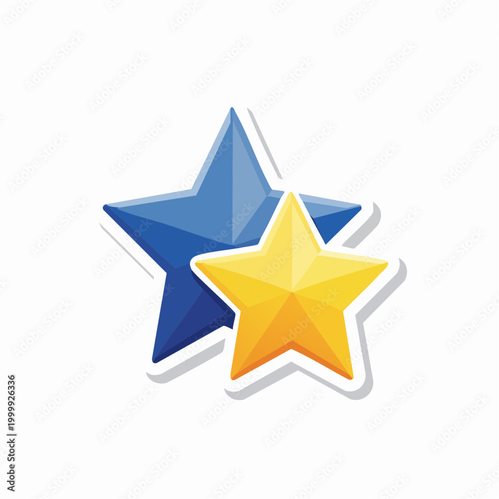 Obraz premium Two Star Icons, Blue and Yellow