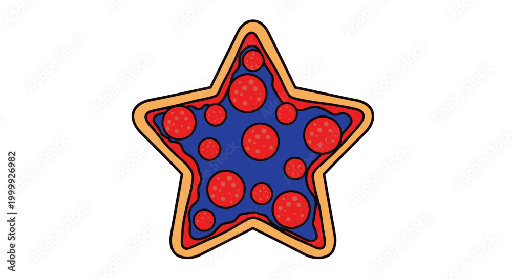 Obraz premium Star Shaped Pizza Cookie with Pepperoni and Blue Icing