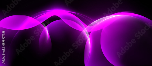 Abstract pink swirls over black background. Smooth curves create dynamic, glowing visual effect. Modern design element.