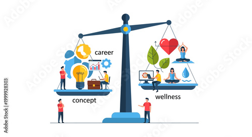 Balance between career and wellness, life concept illustration