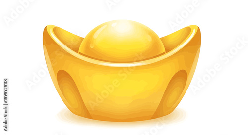 Golden ingot with rounded edges and smooth surface