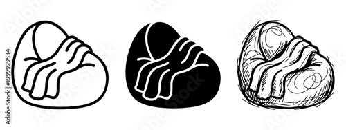 Tableau sur toile Set of Beanbag Chairs with Blanket Icons in Three Different Styles