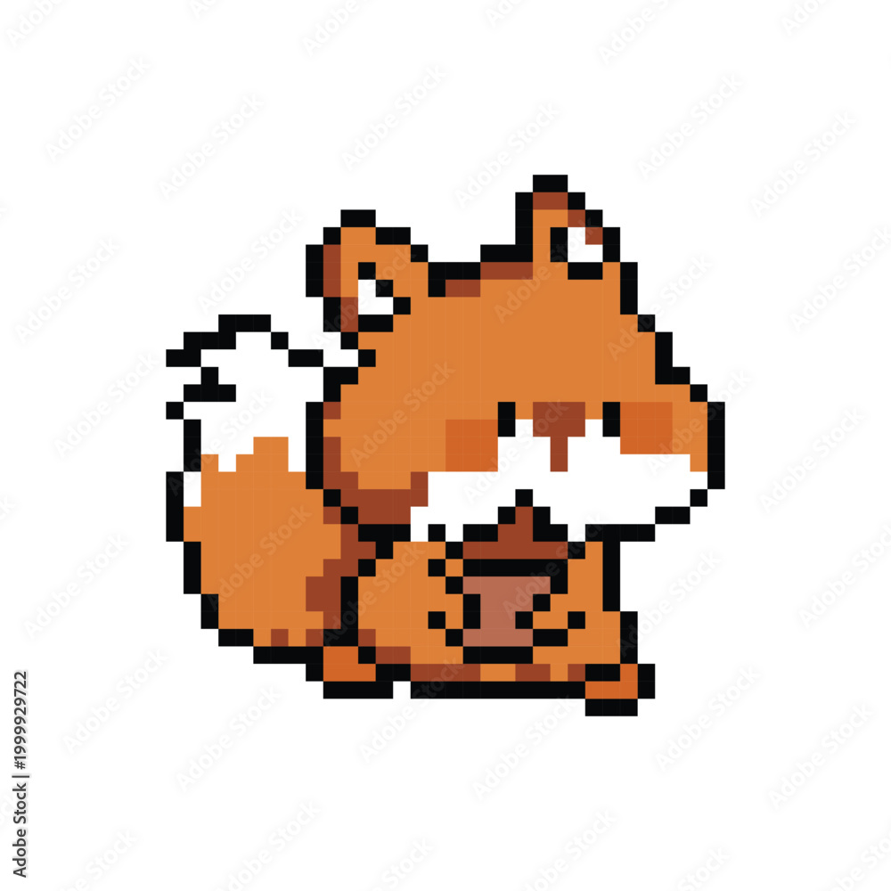 Fototapeta premium Cute illustration pixel art character squirrel design vector