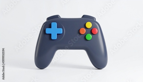 Simple Gamepad Icon 3D Illustration with Bright Buttons