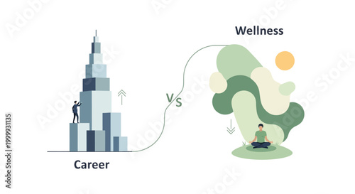 Career Growth vs. Wellness Balance: A Visual Metaphor