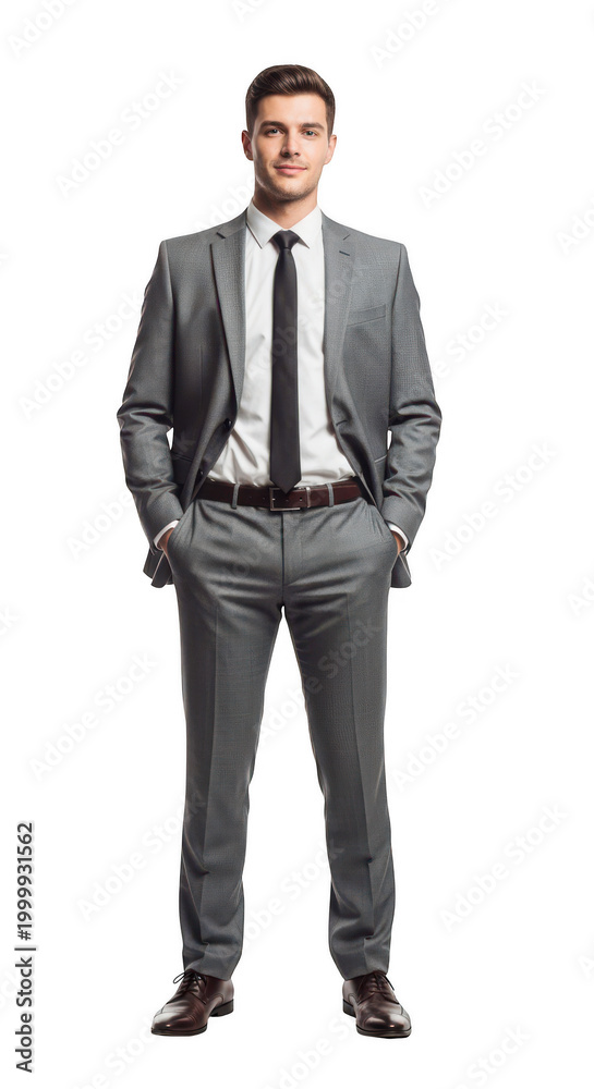 Fototapeta premium Business man walking in suit with briefcase on gray background isolated on transparent background,png,Png,
