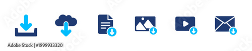 File download icon set. download, transfer, data, file, storage. solid style icon collection.