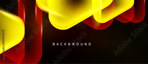 Abstract yellow, red layers over black background. Dynamic curves create modern visual effect. Simple text reads background.