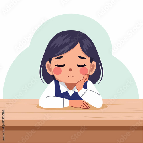 Sad Girl Sitting at Desk