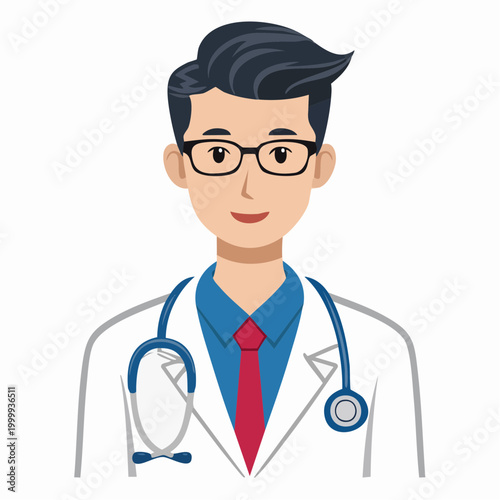 Cartoon Doctor with Stethoscope and Glasses